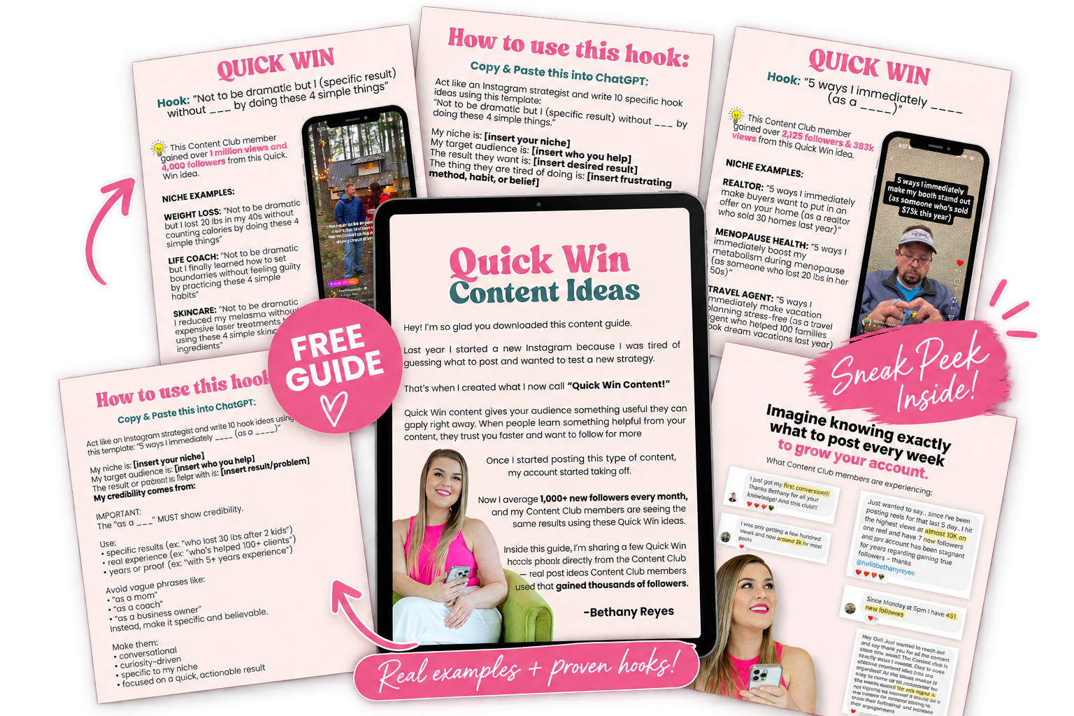 Preview of the free Content Club Reel ideas guide
